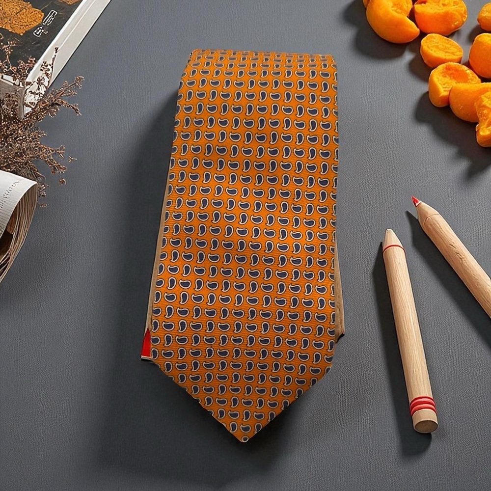 Brooks Brothers Orange and Blue Patterned Tie